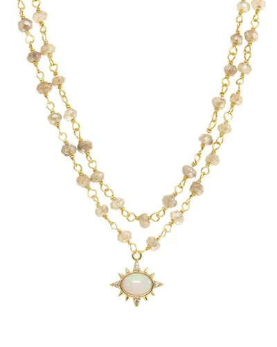 Rachel Reinhardt 14k Over Silver Chalcedony Pendant Necklace
