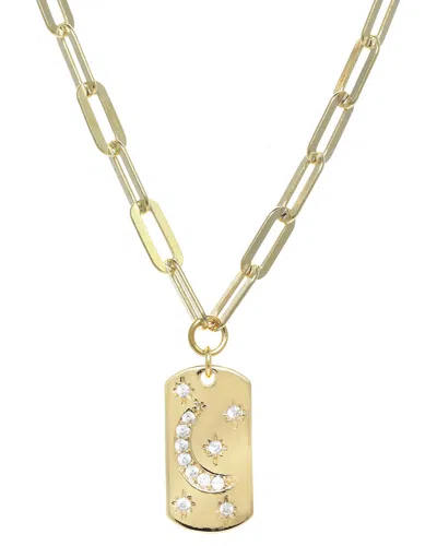 Rachel Reinhardt 14k Over Silver Cz Paperclip Chain Necklace