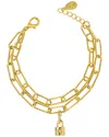 Rachel Reinhardt 14k Over Silver Cz Paperclip Charm Bracelet