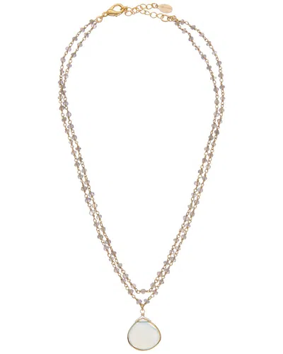 Rachel Reinhardt 14k Over Silver Gemstone Necklace In Transparent