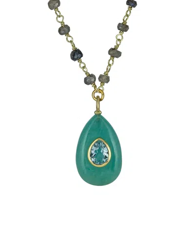 Rachel Reinhardt 14k Over Silver Gemstone Wire Wrap Chain Necklace In Multi