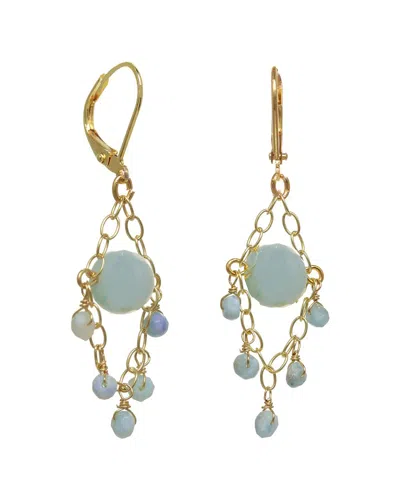 Rachel Reinhardt 14k Over Silver Green Aventurine Chandelier Earrings In Blue