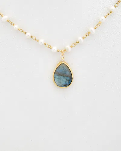 Rachel Reinhardt 14k Over Silver Labradorite & 3-4mm Pearl Necklace