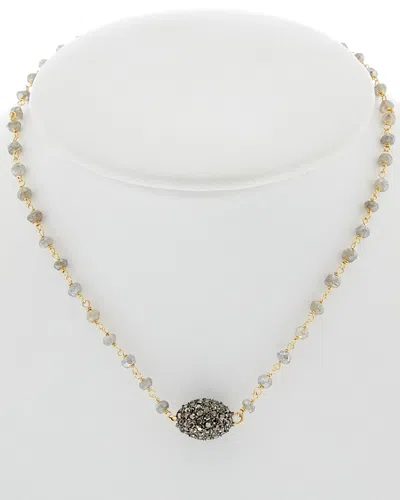 Rachel Reinhardt 14k Over Silver Labradorite & Crystal Necklace