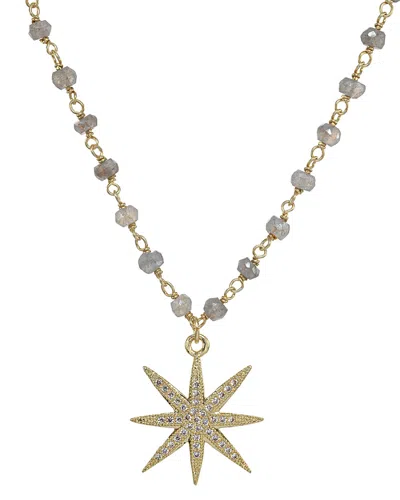 RACHEL REINHARDT RACHEL REINHARDT 14K OVER SILVER LABRADORITE & CRYSTAL NECKLACE
