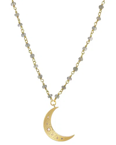 Rachel Reinhardt 14k Over Silver Labradorite & Cz Pendant Necklace