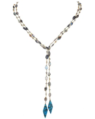 RACHEL REINHARDT RACHEL REINHARDT 14K OVER SILVER LABRADORITE & TURQUOISE LARIAT NECKLACE