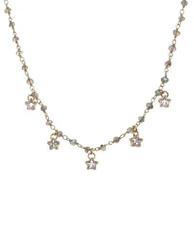 Rachel Reinhardt 14k Over Silver Labradorite Cz Star Droplet Necklace