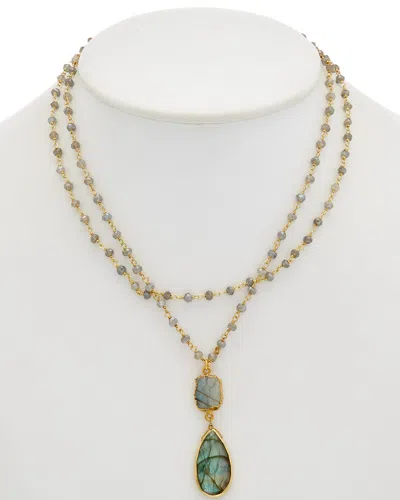 Rachel Reinhardt 14k Over Silver Labradorite Necklace In Gold