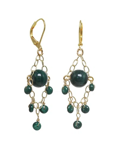 Rachel Reinhardt 14k Over Silver Malachite Chandelier Earrings In Green