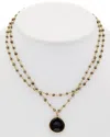 Rachel Reinhardt 14k Over Silver Onyx & Pyrite Necklace In Gold