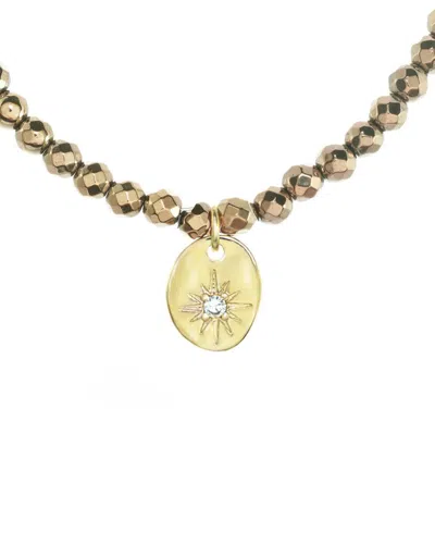 Rachel Reinhardt 14k Over Silver Pyrite Cz Starburst Pendant Necklace