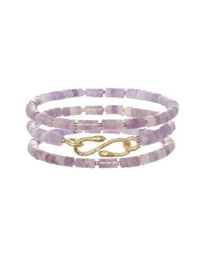 Rachel Reinhardt 14k Over Silver Tanzanite Snake Stretch Bracelet In Purple
