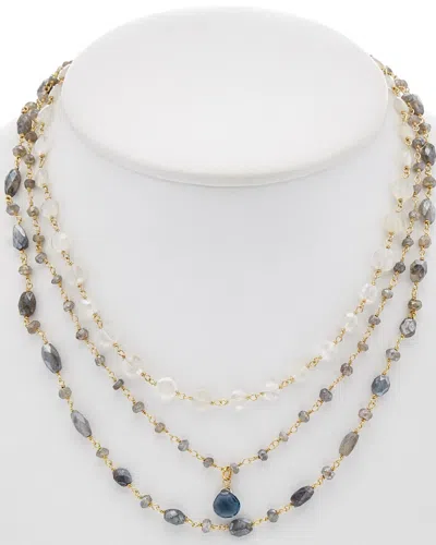 Rachel Reinhardt 14k Over Silver Topaz Necklace In Brown