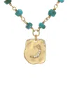 Rachel Reinhardt 14k Over Silver Turquoise Cz Moon Pendant Necklace