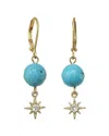 Rachel Reinhardt 14k Over Silver Turquoise Cz Star Drop Earrings