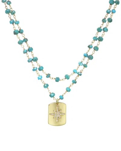 RACHEL REINHARDT RACHEL REINHARDT 14K OVER SILVER TURQUOISE CZ STARBURST NECKLACE