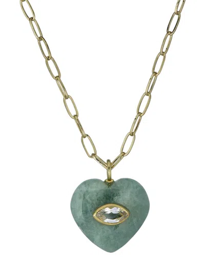 Rachel Reinhardt 14k Plated Aqua/clear Quartz Necklace In Gold