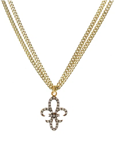 Rachel Reinhardt 14k Plated Cz Fleur De Lis Necklace