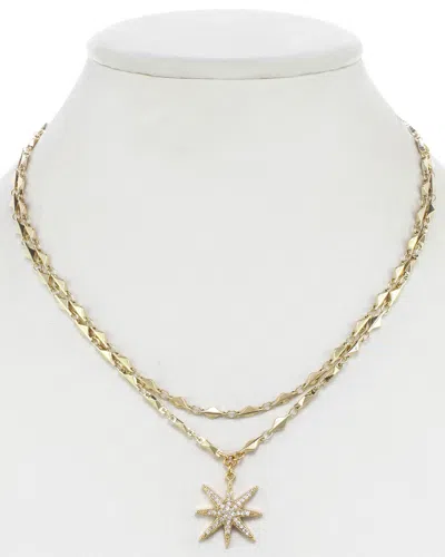 Rachel Reinhardt 14k Plated Cz Layered Star Necklace