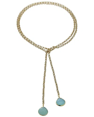 Rachel Reinhardt 14k Plated Green Chalcedony Necklace In Gold