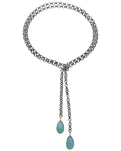 Rachel Reinhardt 14k Plated Green Chalcedony Necklace In Metallic