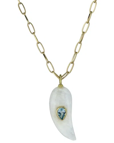 Rachel Reinhardt 14k Plated Moonstone/blue Topaz Necklace In Gold