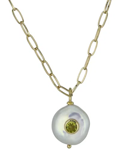 Rachel Reinhardt 14k Plated Peridot 15mm Necklace In Gold