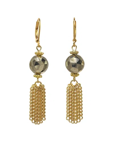 Rachel Reinhardt 14k Plated Pyrite Fringe Earrings