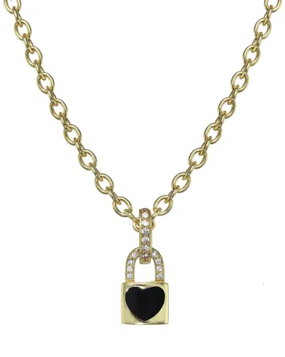 Rachel Reinhardt 14k Vermeil Enamel Heart Padlock Necklace