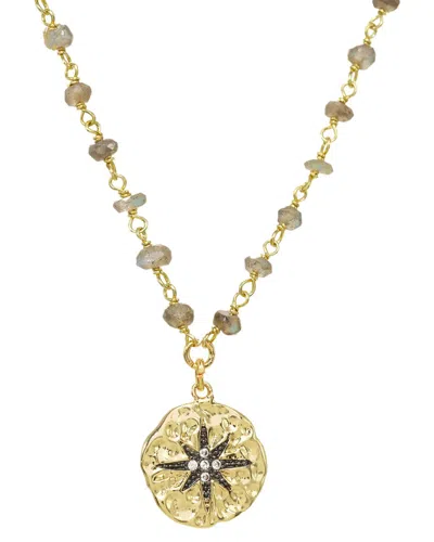 Rachel Reinhardt 14k Vermeil Labradorite Cz Wrap Necklace In Gold