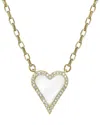 Rachel Reinhardt 14k Vermeil White Enamel & Cz Pave Heart Necklace