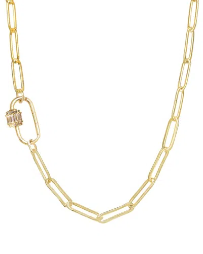 Rachel Reinhardt 18k Filled Cz Carabiner Necklace In Gold