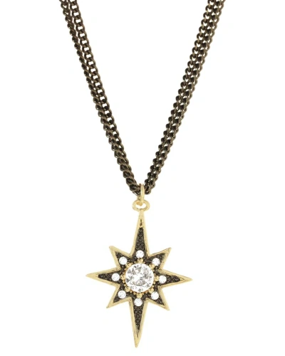 Rachel Reinhardt 18k Filled Cz Starburst Charm Necklace