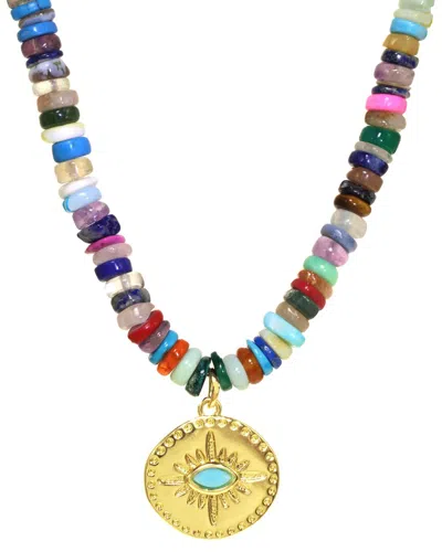 Rachel Reinhardt 18k Filled Gemstone Sunburst Pendant Necklace In Multi