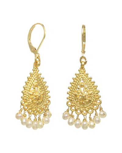 Rachel Reinhardt 22k Plated 2-3mm Pearl Chandelier Earrings In Gold
