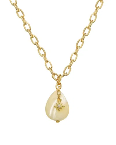 Rachel Reinhardt 25mm Pearl Cz Pendant Necklace In Gold