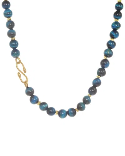 Rachel Reinhardt Blue Tiger's Eye Cz Snake Necklace