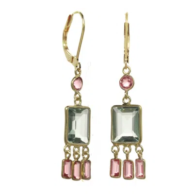 Rachel Reinhardt Flirty Fringe Bezel Earring In Pink/green Quartz In Multi