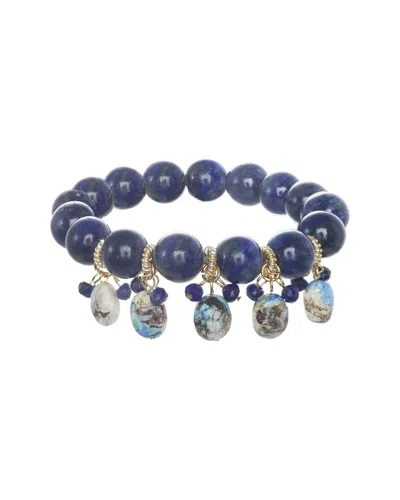 Rachel Reinhardt Gemstone Cluster Stretch Bracelet In Blue