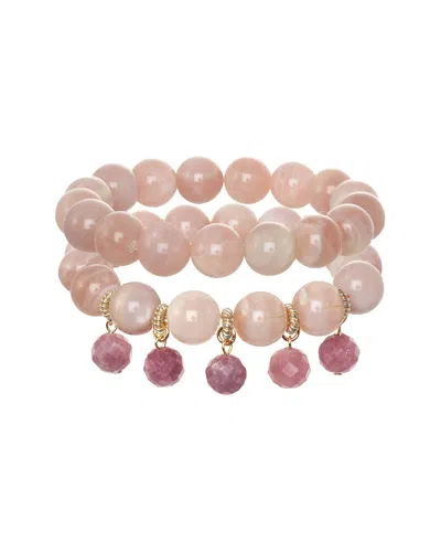 Rachel Reinhardt Gemstone Crystal Stretch Bracelet In Pink