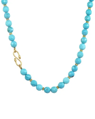 Rachel Reinhardt Gold Over Silver Blue Howlite Snake Necklace