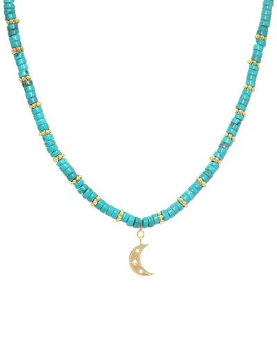 Rachel Reinhardt Layla Collection 14k Over Silver Turquoise Cz Heishi Necklace