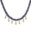 Rachel Reinhardt Layla Collection 24k Plated Blue Lapis Filigree Drop Necklace