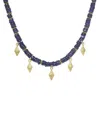Rachel Reinhardt Layla Collection 24k Plated Blue Lapis Filigree Drop Necklace