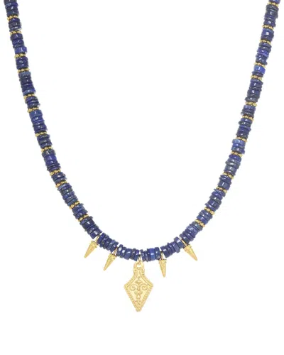 Rachel Reinhardt Layla Collection 24k Plated Blue Lapis Pendant Necklace