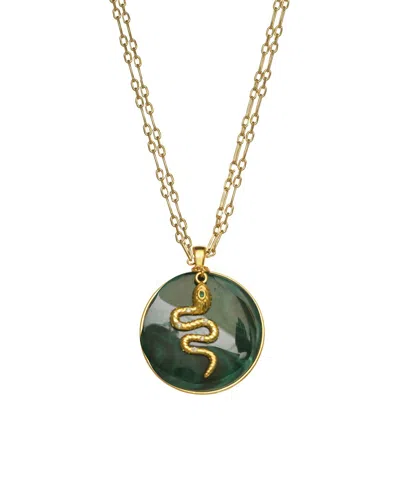 Rachel Reinhardt Malachite Cz Pendant Necklace