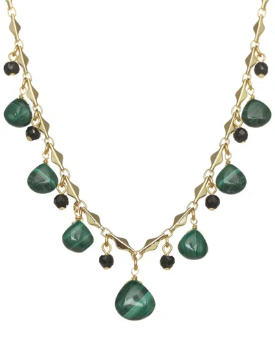 Rachel Reinhardt Malachite Droplet Necklace In Gold