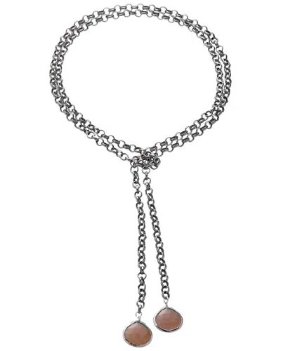 Rachel Reinhardt Plated Pink Chalcedony Necklace In Metallic