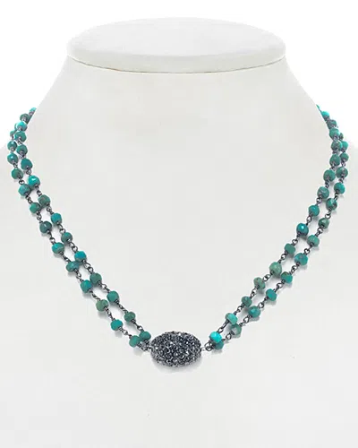 Rachel Reinhardt Plated Silver Turquoise & Crystal Necklace In Green